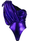ATTICO ATTICO ONE-SHOULDER BODYSUIT - 紫色