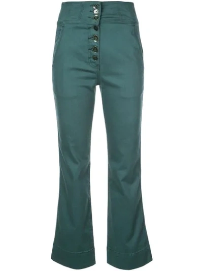 Ulla Johnson Ellis High-rise Cropped Jeans In Teal