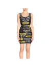 MOSCHINO CAPSULE COLLECTION PIXEL DRESS IN TECHNICAL FABRIC WITH BUCKLES AND LOGO PRINT,10997328