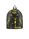 MOSCHINO CAPSULE COLLECTION PIXEL BACKPACK IN LEATHER WITH BIKER PRINT,10997334