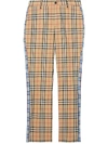 BURBERRY Straight Fit Contrast Check Cotton Trousers,8016903