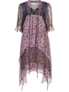 COACH purple floral short sleeve dress,75926 SOR