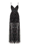 Rasario Women's Sequined Tulle Maxi Gown In Black