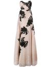 MARCHESA FLORAL EMBROIDERED GOWN