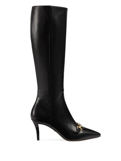 Gucci Zumi Horsebit Knee Boots In Black
