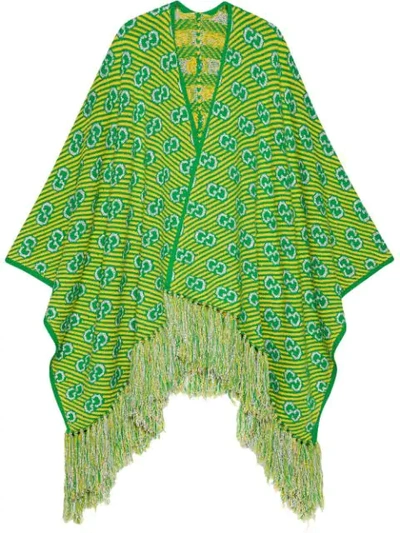 Gucci Green & Yellow Jacquard Stripe Gg Poncho