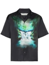Off-white Waterfall-print Short-sleeved Shirt In Black