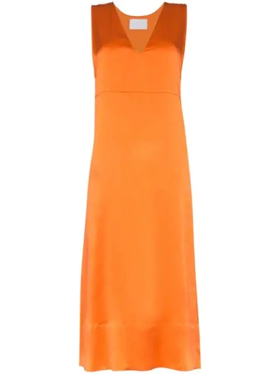 Asceno Sunset Sandwashed-silk Dress In Orange