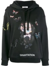 VALENTINO VALENTINO EMBROIDERED BUTTERFLY HOODIE - BLACK