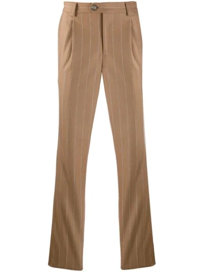 Brunello Cucinelli Pinstriped Trousers In Brown