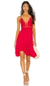 Free People Adella Sleeveless Crochet-trim Dress In Bright Red