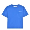 OFF-WHITE BLUE COTTON T-SHIRT,OMAA054F181850043400