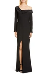 ZAC ZAC POSEN SUSAN ONE-SHOULDER LONG SLEEVE GOWN,ZP-02-7471-37