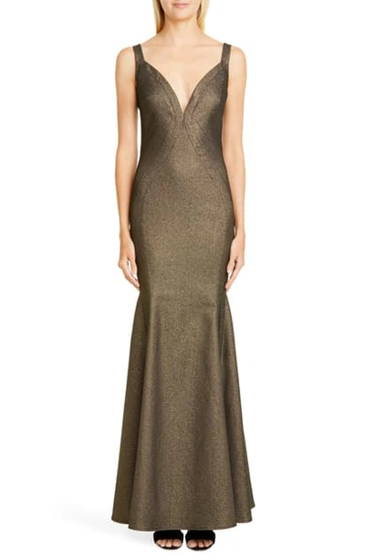 Zac Zac Posen Stephanie Metallic Gown In Gold