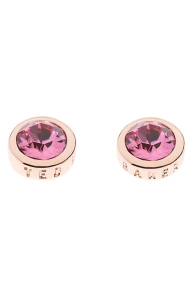 Ted Baker Sinaa Crystal Stud Earrings In Rose