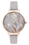 OLIVIA BURTON ABSTRACT FLORALS LEATHER STRAP WATCH, 34MM,OB16VM37