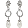 MIU MIU SILVER CRYSTAL & PEARL CLIP-ON EARRINGS