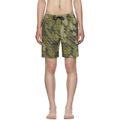 Burberry Monogram Print Drawcord Swim Shorts In Green