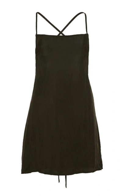 Anemone Tie-back Washed-georgette Mini Dress In Black