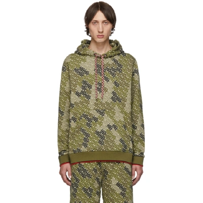 Burberry Casper Tb Monogram Hooded Sweatshirt In Green,khaki,red