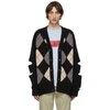 BURBERRY BURBERRY BLACK MERINO AND CASHMERE CUT-OUT DOWNTON CARDIGAN