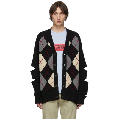 Burberry Cut-out Detail Merino Wool Cashmere Cardigan In Black