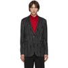 BURBERRY BURBERRY BLACK PINSTRIPE WOOL TAILORED BLAZER