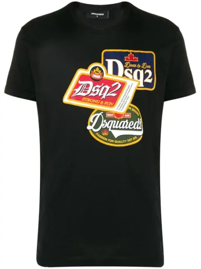 Dsquared2 Multi-logo Print T-shirt In Black