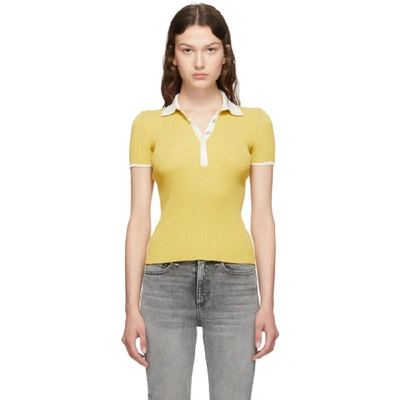 Rag & Bone Libby Short-sleeve Ribbed Polo Shirt In Yellow