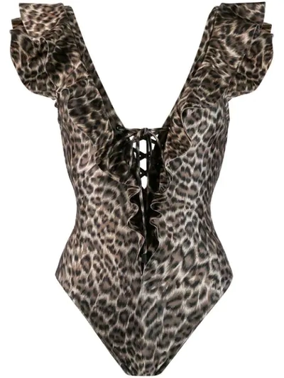 Zimmermann Suraya Leopard-print Swimsuit In Khaki Leopard