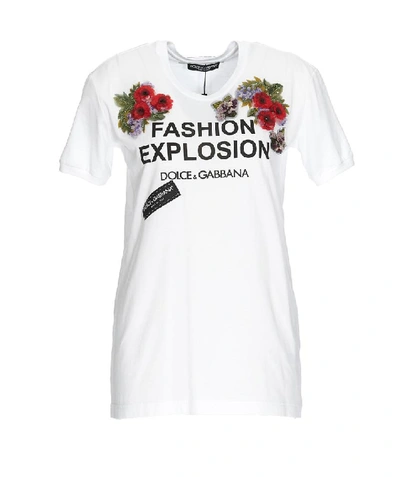 Dolce & Gabbana Embroidered Graphic Print T In White