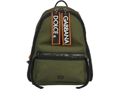 Dolce & Gabbana Vulcano Zipped Backpack In Green