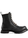 GUCCI LEATHER BROGUE LACE UP BOOT