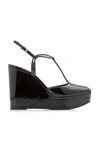 PRADA WOMEN'S PATENT LEATHER WEDGES,768991