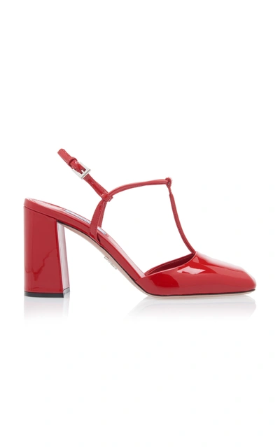 Prada Patent Leather Square-toe Pumps In Red