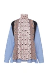Prada Pleated Patchwork Mock-neck Blouse In Print
