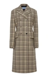 PRADA DOUBLE-BREASTED CHECKED WOOL COAT,769022