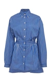 PRADA WOMEN'S STRIPED COTTON-POPLIN SHIRT,769024