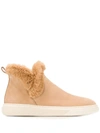 Hogan Faux Fur Trim Boots In Neutrals