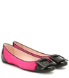 Roger Vivier 10mm Gommette Patent & Suede Flats In Fuchsia,black