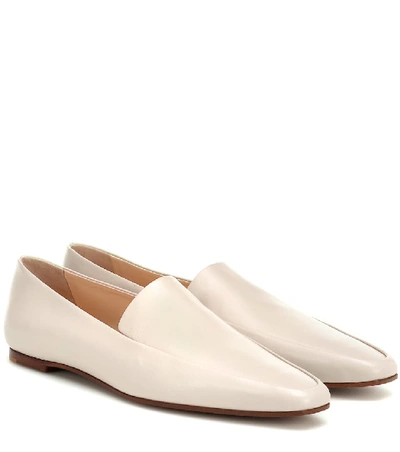 The Row Minimal Leather Loafers In White