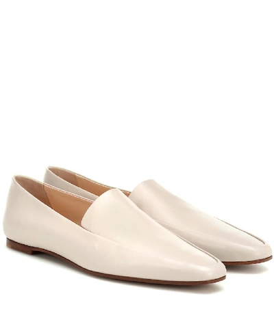 The Row Minimal Leather Loafers In White ModeSens