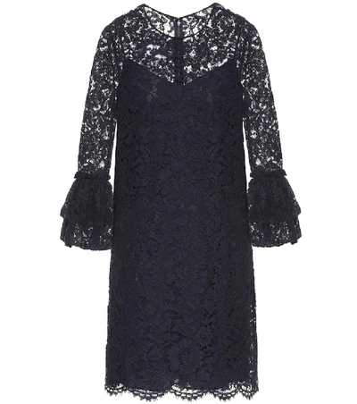 Valentino Cotton-blend Corded Lace Dress In Blue