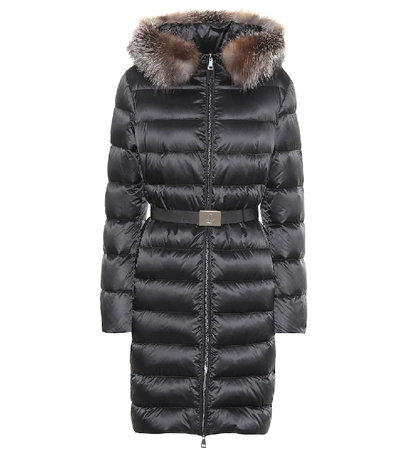 Moncler Tinuv Fur-trimmed Down Coat In Black
