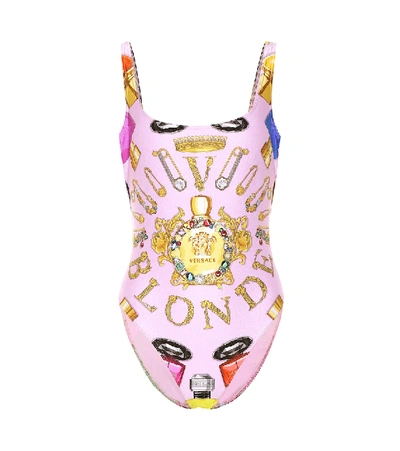 Versace Printed Lycra One Piece Swimsuit In Multicoloured