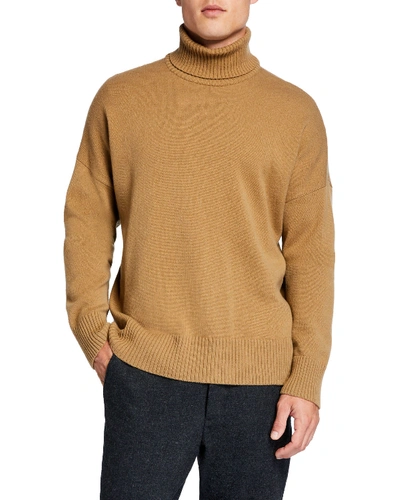 Ami Alexandre Mattiussi Men's Wool/cashmere Turtleneck Sweater In Beige