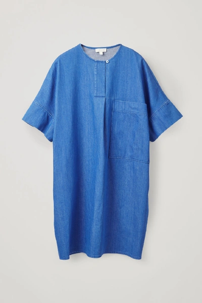 Cos Casual Denim T-shirt Dress In Blue