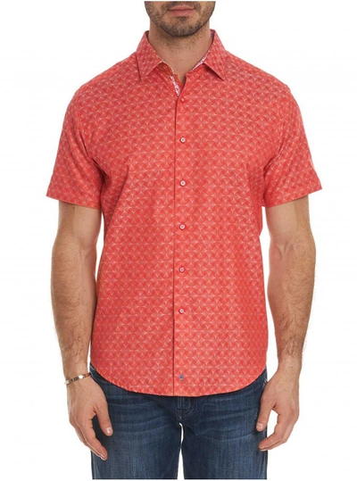 Robert Graham Men's Diamante Short Sleeve Shirt Big In Coral Size: 4xl Big By