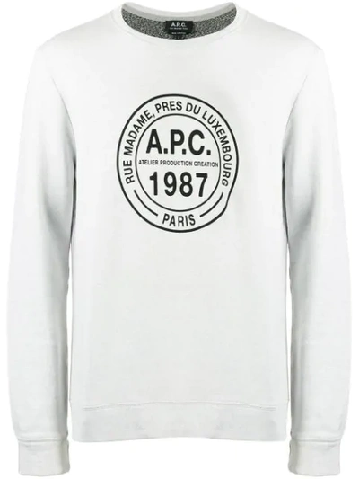 Apc 1987 Logo-print Cotton Sweatshirt In Grey