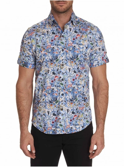 Robert Graham Greene Regular Fit Floral Short Sleeve Button-up Sport Shirt In Blue